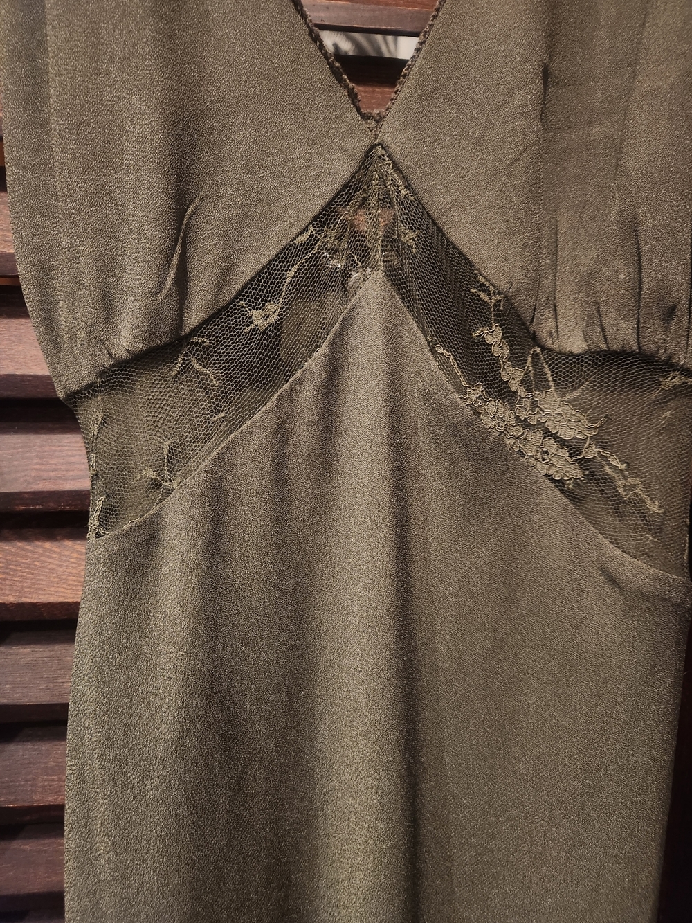 wild fable Olive Green Lace-Trim Maxi Dress - Picture 2 of 4